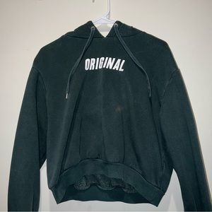 Cropped “Original” sweatshirt with hood.
